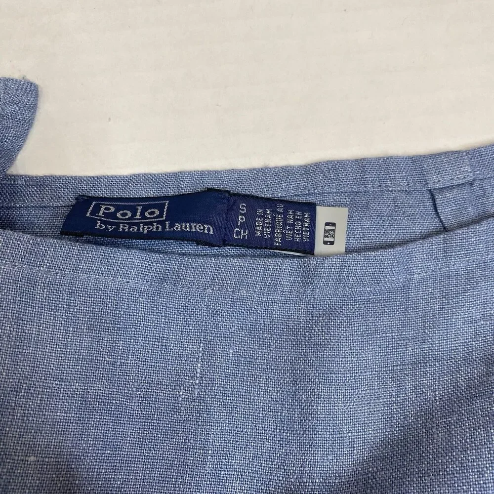 Polo Ralph Lauren Linen Tie Wrap Skirt Blue Size Small